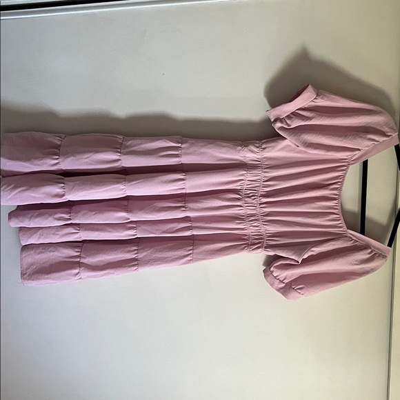 Monteau Los Angeles Dresses & Skirts - Chic Pink Midi Dress with Puff Sleeves